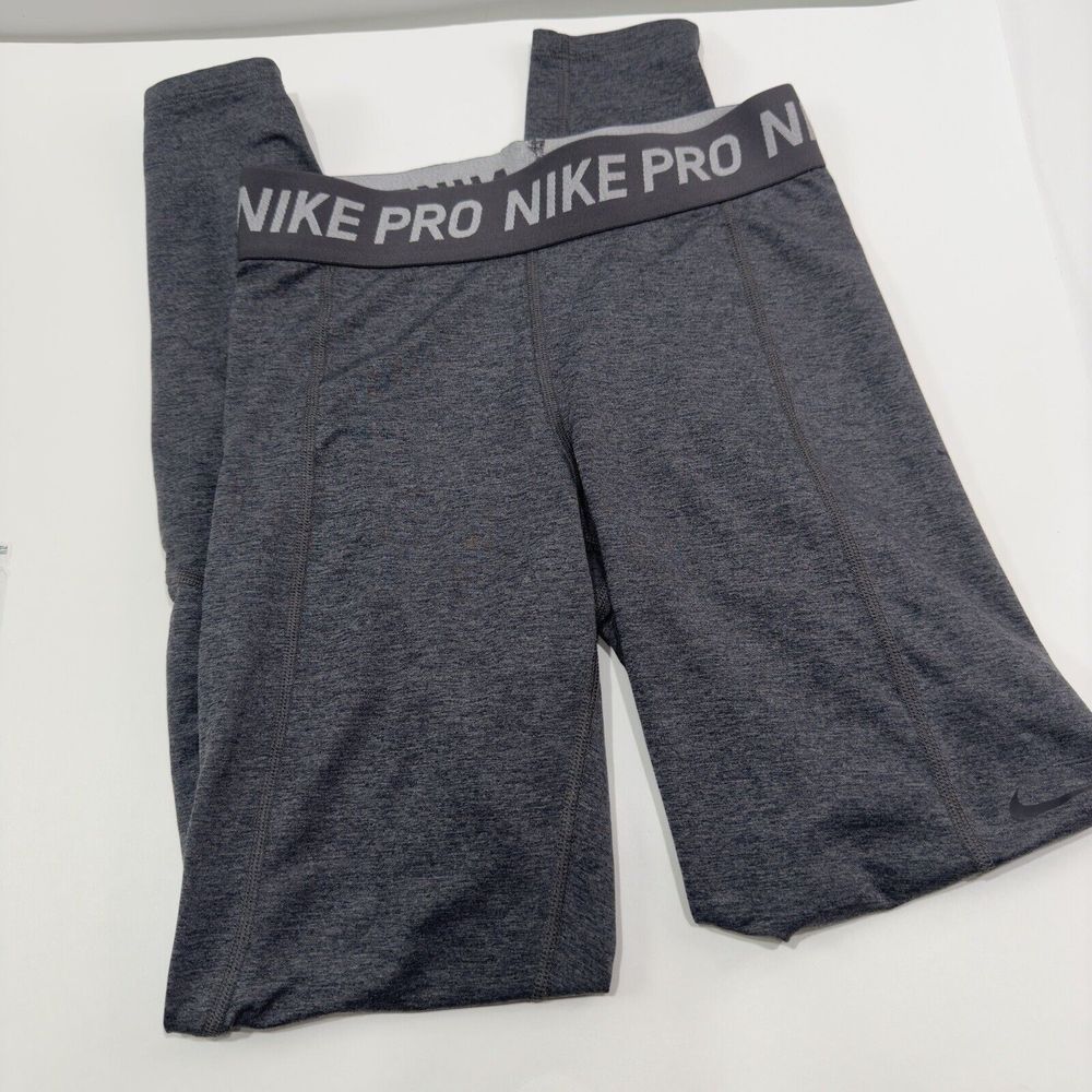 NIKE PRO Womens Size XS Athletic Leggings Heathered Gray Warm BV3089-080